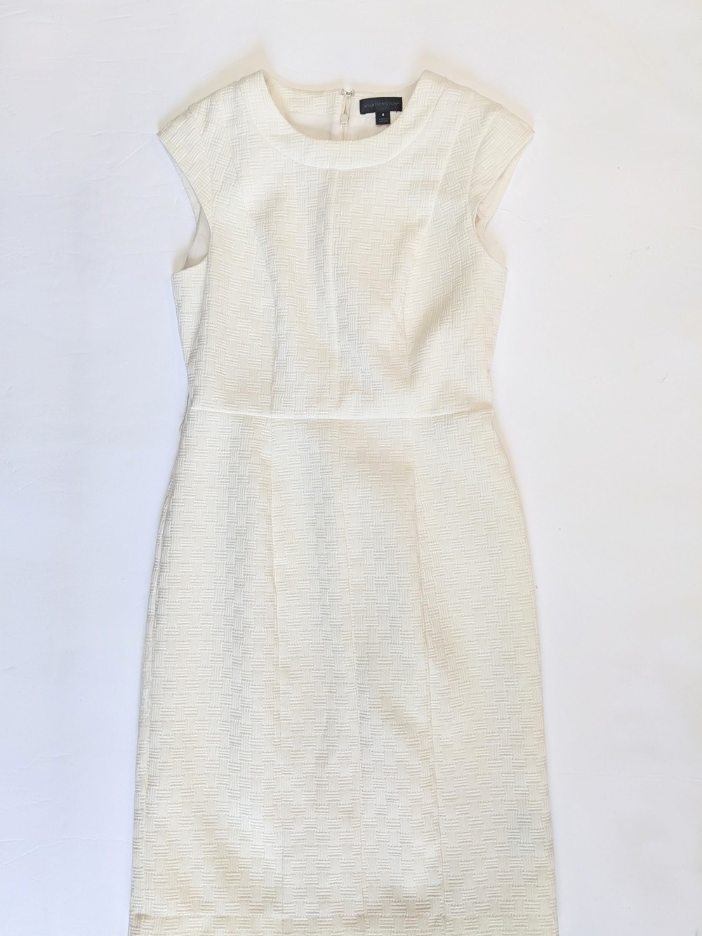 Worthington Ivory Textured Cap-Sleeve Sheath Dress